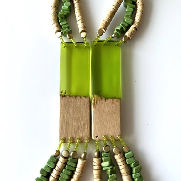 Italian Long Beaded Wood Necklace - Picture 9 of 9